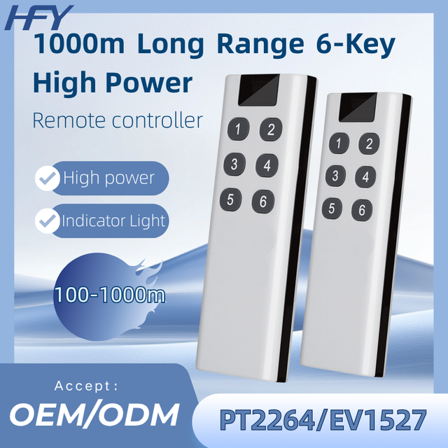 Universal 433MHz Automatic Long Range Remote Control DC12V Learning Code 6 Buttons for Garage Door Home Automation (100-1000m)