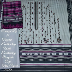 Duppata Bin Saeed ผ้าปักลายสนามหญ้าดิจิทัลคุณภาพสูงสำหรับผู้หญิงอินเดีย - Product Image 6