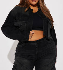 High Street Mujeres Casual Loose Denim Cargo Jeans Outfit Mid Blue Wash Crop Tank Top Mini Falda Botón Decoración para el invierno - Product Image 3