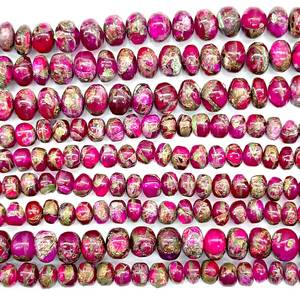 Venta al por mayor de 4 pulgadas de hilo delicado de 8-10mm de cobre rosa fuerte turquesa Rondelle cuentas de piedra para joyería piedras preciosas lisas - Product Image 5