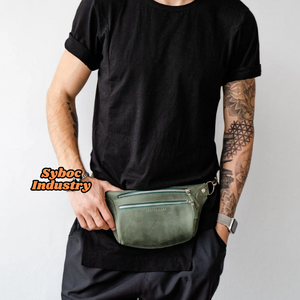 Riñonera de cuero de vaca Unisex con estilo, riñonera portátil con cierre de cremallera, riñonera de piel de vaca Real para niños y niñas - Product Image 4