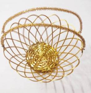 AK Brass Round Metal <b>Wire</b> <b>Basket</b> With Attractive Handles In Gold Finished Modern <b>Basket</b> For Hotelware / Kitchen Decor Item - Product Image 1