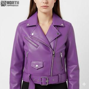 Meilleure qualité en cuir véritable tricoté respirant toile hiver mode porter veste en cuir personnalisée pour femmes - Product Image 1
