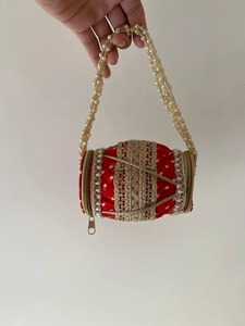 Bolsas de Regalo Dholak Hechas a Mano para Recuerdos de Boda, Bolsas de Regalo con Cremallera de Doble Cara para Haldi, Mehendi, Despedidas de Soltera y Festivales - Product Image 6