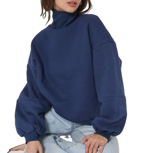 Sudadera de Cuello Alto de Algodón Grueso Personalizada para Mujer, Estilo Casual de Invierno, Bordado Frontal, Largo Regular - Product Image 5