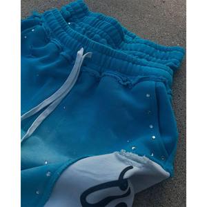 Pantalones Deportivos Holgados de Cintura Alta con Lavado Ácido Personalizado, Efecto Desgastado por el Sol, Bordados y Pedrería para Hombre - Product Image 3