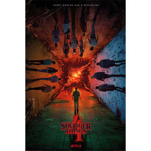 Affiche murale décorative en toile sur papier avec cadre en bois noir, style Art déco moderne, Stranger Things 4 et Every Ending Has Beginning - Demon Slayer - Product Image 5