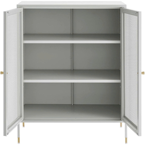 Meuble de rangement d'appoint en métal, finition enduite de poudre gris clair, design élégant et durable, idéal pour n'importe quelle pièce - Product Image 2