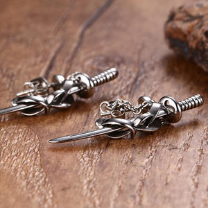 ต่างหูโซ่เหล็กไทเทเนียมสไตล์พังก์ Jeulia สำหรับผู้ชาย ของขวัญสแตนเลส - Product Image 5
