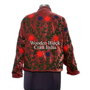 <b>Women's</b> Winter <b>Summer</b> Velvet <b>Jacket</b> Floral Design Embroidery Work Cotton-Filled Suzani <b>Jacket</b> <b>for</b> Party Wear Knitted Process - Product Image 6