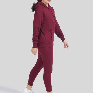 Women Solid Color Hooded Tracksuit Full Sleeve Casual Sweatshirt <b>Pants</b> Set Side Pockets Autumn 100% Cotton Regular Fit - Product Image 5