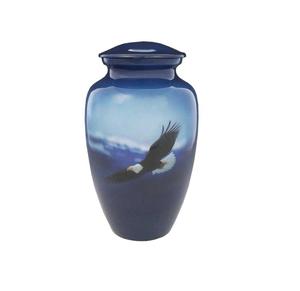 Urne de crémation en métal conception de texture de couleur blanche et bleue pour urne de cendres en aluminium de souvenir de fournitures funéraires - Product Image 2