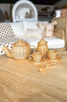 Kingcraftviet Vietnam Ensemble de cuisine en rotin tissé à la main, couleur naturelle, emballage personnalisé, jouets pour bébés et enfants, décoration, vente en gros pour enfants