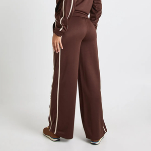 Yüksek kalite % 100% pamuk kadın sweatpants özel ekran baskılı logo ile halat düz renk alevlendi hip hop bayanlar pantolon - Product Image 2