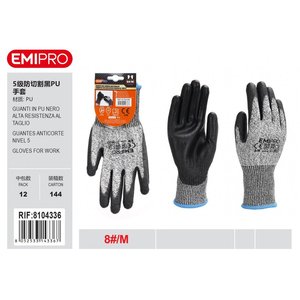* Guanti da lavoro di livello 5, misura M/8, nero/grigio-casa e giardino/ - Product Image 1