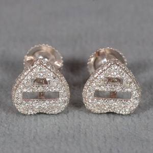 Unique <b>Heart</b> Shape Design <b>Earring</b> In 14 KT White <b>Gold</b> With Lab Created Round Cut Diamond <b>Earring</b> For Women - Product Image 1