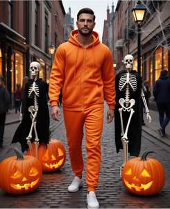 Premium 300GSM Polyester Knit Tracksuit Men Zip <b>Hoodie</b> Jogger Set Screen <b>Printed</b> Solid White Stylish Fitness Outfit - Product Image 6