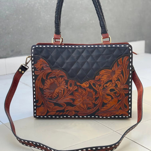 Artisan Crafted Premium Cowhide Fur Leather Soft Handle <b>Tote</b> <b>Bag</b> Back Double Pocket Handcrafted Spacious Stylish Shoulder <b>Bag</b> - Product Image 1