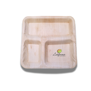 Platos de 3 secciones cuadrados de hoja de palma natural de 9 pulgadas, vajilla ecológica biodegradable reutilizable resistente apta para lavavajillas para - Product Image 3