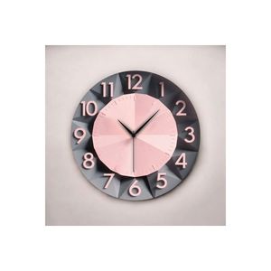 Black Pink Wooden Silent <b>Wall</b> <b>Clock</b> <b>50cm</b> Embossed Looking Pattern Number Gift Color Printing - Product Image 5