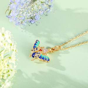 สร้อยคอเหล็กกล้าไร้สนิมเคลือบสีสันสดใสลาย Ankh รูปหัวใจแห่งความกล้าหาญ Jeulia พร้อมจี้รูปแมลงเต่าทอง - Product Image 5