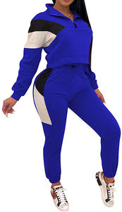 2025 nuevo diseño chándal logotipo personalizado deporte Casual traje al aire libre primavera cómodo sobre tamaño mujeres chándal Color azul - Product Image 6
