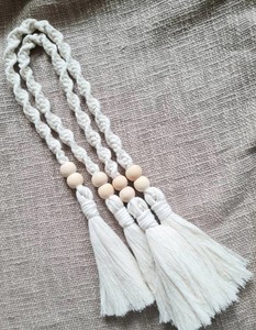 Macrame Curtain <b>Tiebacks</b> in Natural, Boho Style - Curtain Holder - Home Decor - Product Image 3