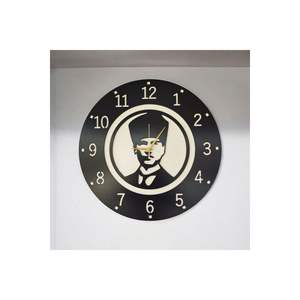 Atatürk 50cm Wooden Simple Number <b>Silent</b> Wall <b>Clock</b> Black Color Gift Idea - Product Image 4
