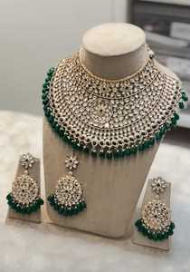 Conjunto de collar de cobre y latón Kundan Vintage con pendientes, joyería india tradicional para bodas, fiestas y regalos de compromiso - Product Image 2