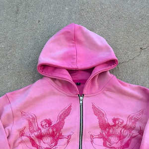 Custom High Quality 100% Cotton Acid Wash Hoodie Custom Heavyweight Drop Shoulder Double <b>Zip</b> <b>up</b> Vintage Acid Wash Hoodie for <b>Men</b> - Product Image 4