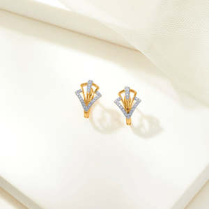 ต่างหูเพชรสำหรับผู้หญิง-ชุดต่างหูทรงปริซึมขอบทองและแบบห่วง - Product Image 2