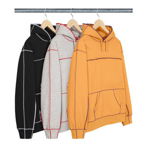 Sweat-shirt à capuche gris pour homme, coupe ample, détail de couture rouge, style décontracté, style automne - Product Image 4