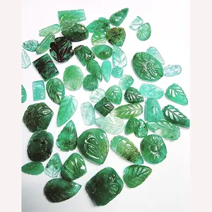 55 pcs Of Natural Emerald 10mm to 19mm Carving Leaf 221 cts lot Iroc Sales high quality leaves Loose Gemstone cut