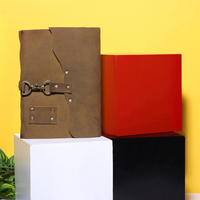 Journal en cuir véritable Vintage Paper Scrapbook Sketchbook 8X6 Inches Deckle Edge Handmade Notebook Buckle Closure Bound