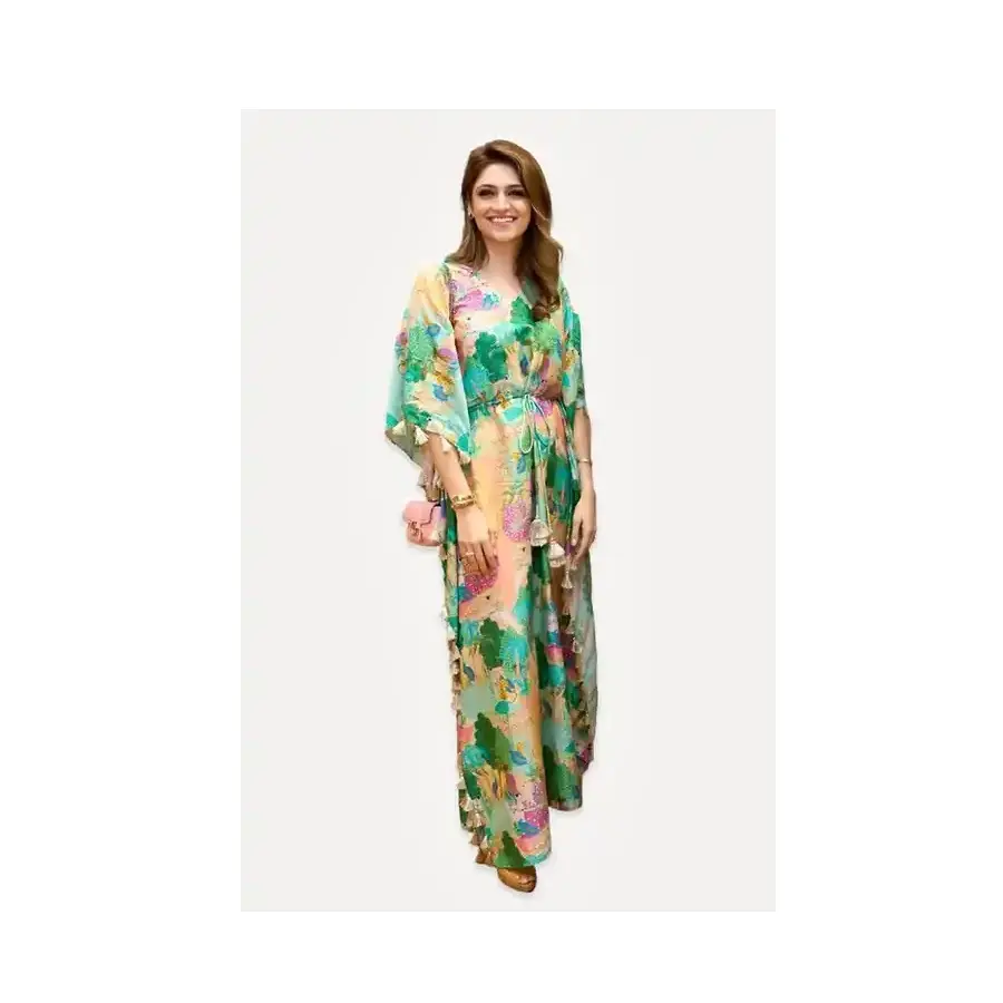 Высококачественные женские кафтан с коротким рукавом Свободное длинное платье кафтан доступно по доступной цене на экспорт