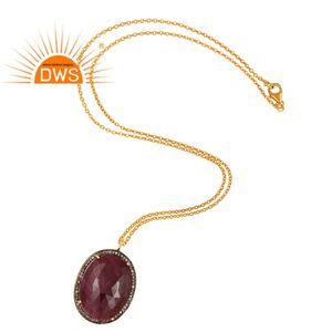 Collier pendentif en argent sterling avec diamants naturels et pierres précieuses rubis tout nouveau design Fabricant de bijoux personnalisé - Product Image 4