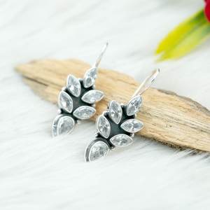 Boucles d'oreilles minimalistes en argent sterling 925 fines CZ blanc or rose poids léger pierre précieuse naturelle cadeau de mariage parfait pour elle - Product Image 3
