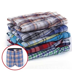 Venta al por mayor OEM 100% algodón Calzoncillos bóxer para hombre a cuadros rayas sueltas tejido bóxer con cintura elástica pantalones cortos - Product Image 5