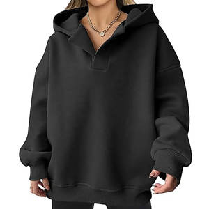 Sudadera con capucha gruesa personalizada para mujer, Color sólido, manga larga, deporte, gimnasio, Polar, pulóver, sudaderas lisas con capucha para mujer - Product Image 1