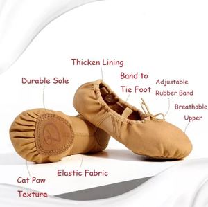 Zapatos de Ballet de lona elástica para mujer, zapatillas de baile, suela dividida para niña - Product Image 1