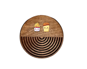 Sous-verres ronds en bois avec sculpture en demi-cercle concentrique et design peint sur mesure, style moderne pour verres et décoration de table - Product Image 4