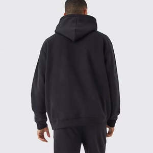 Costumes de survêtement 100% coton personnalisés pour hommes, sweat à capuche court et joggings évasés avec motif solide d'impression bouffante - Product Image 6