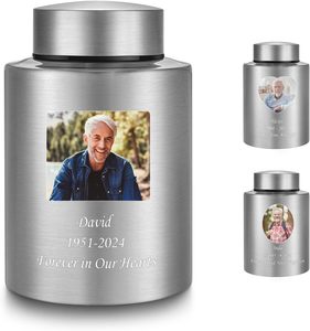Photo Urnes funéraires personnalisées pour cendres humaines Funérailles personnalisées Mémorial en acier inoxydable Taille personnalisée Souvenir décoratif moyen - Product Image 6
