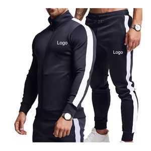 Chándal para correr de dos piezas de invierno personalizado de alta calidad para hombre, cuello con capucha, patrón sólido, deportes de Fitness, venta al por mayor a bajo precio - Product Image 3