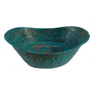 High Quality <b>Blue</b> Hammered Fruit Mixing Serving <b>Bowl</b> Custom Shape Size Wholesale Wedding Events Food Serving <b>Bowl</b> For Serving - Product Image 1