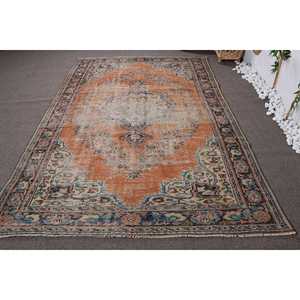 Grand tapis turc 6,3x9,4 pi (192x287 cm), tapis en laine vintage orange camouflage - Product Image 1