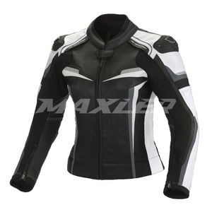 Ropa deportiva para mujer, aprobada por la chaqueta de cuero de motorista CE, chaqueta femenina homologada con cuello de botón a presión, tallas grandes para jinetes - Product Image 1