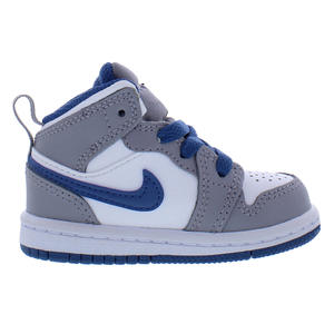 Zapatos Nike Jordan 1 Mid para bebés y niños pequeños Color: Gris cemento/Blanco/Azul verdadero 100% auténticos - Product Image 3