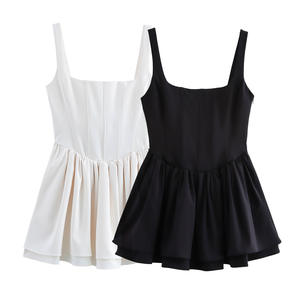 Vestido Mini KAR&OT ZA2024 para Mujer, Nuevo, con Tirantes Anchos, Cuello Cuadrado, Corsé, Sin Mangas, Cremalleras, Fruncido, Vintage, Ecológico - Product Image 2