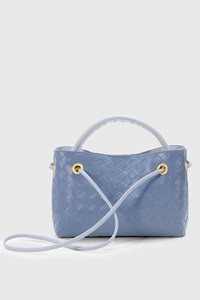Bolso Tote de Cuero PU con Patrón Tejido Azul para Mujer, con Asa de Nudo, Bolso de Hombro, Fabricante OEM ODM de Marca Privada con Logotipo Personalizado - Product Image 2